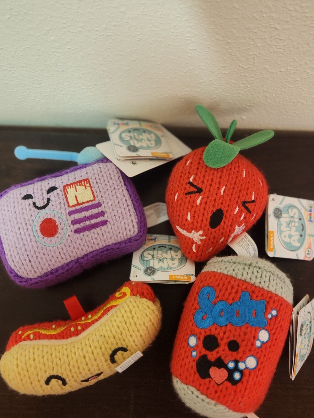 Ami Ami's NWT Plush Toy Set – Strawberry,  Soda Pop, Hot Dog & Vintage Radio